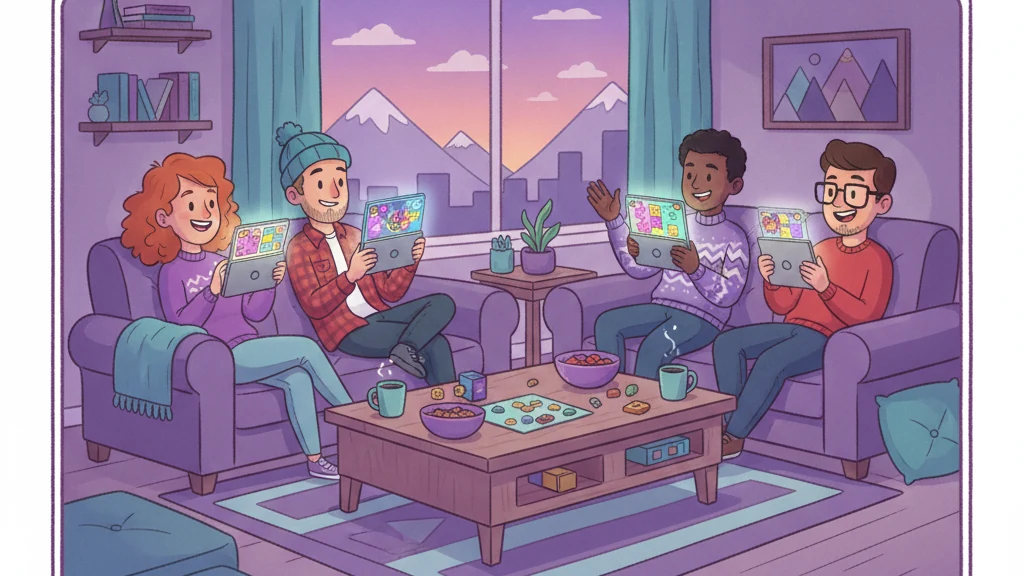 Friends playing colourful mobile games together